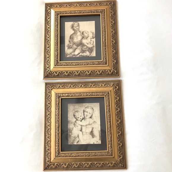 Two Framed Mother Child Sketch Prints 12.5x11.5 - Picture 2 of 7
